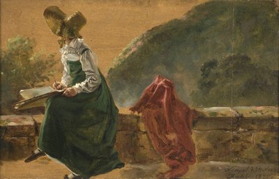 Princess Caroline Amalie Sketching in Naples. Study, 1820 by Johan Christian Dahl